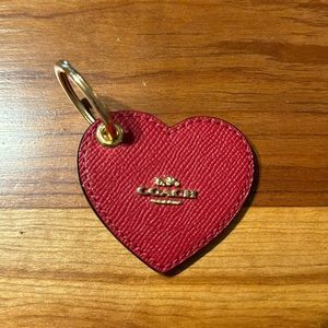 Coach Leather Red Heart Keyring